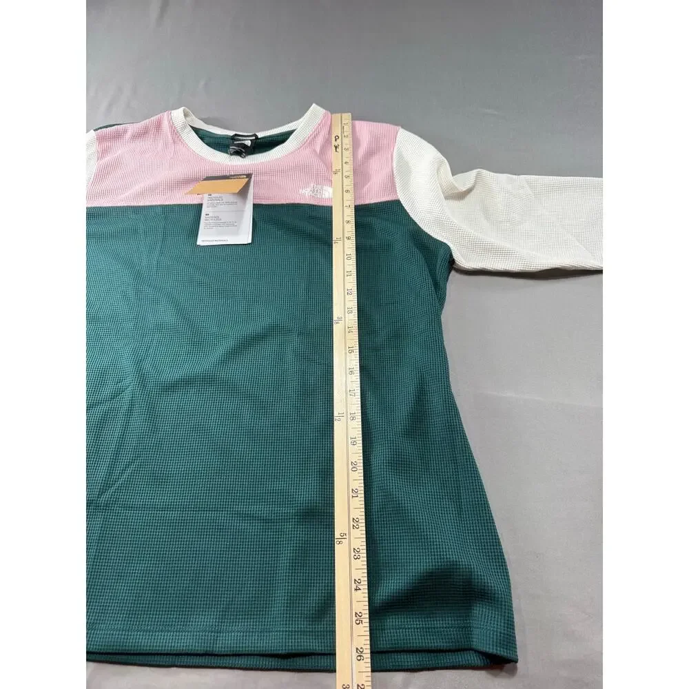The North Face Waffle Base Layer Set XXL Pink Green Thermal Top Leggings NWT